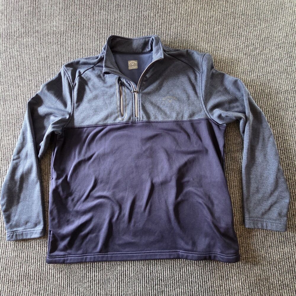 Callaway Golf 1/4 Zip Pullover Sweater Mens Size XL Blue Long Sleeve Pocket